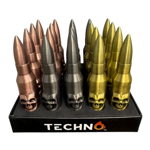 [05007SK1] TECHNO SKULL BULLET SOFT FLAME TORCH LIGHTER 20CT/ DISPLAY