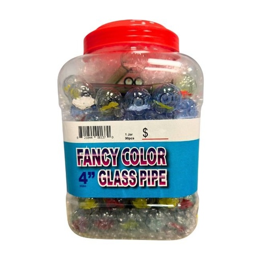 [4INCHJAR90CTFL] 4'' FANCY COLOR FULL FLOWER GLASS PIPE 90CT/ JAR