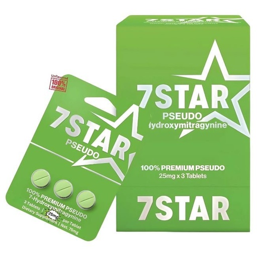 [7STARPSETAB3PK] 7 STAR 7-HYDROXYMITRAGYNINE + PSEUDO 25MG PER TABLET 3CT/10PK