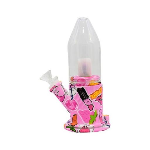 [A235] 10''SILICONE WITH GLASS WATER PIPE