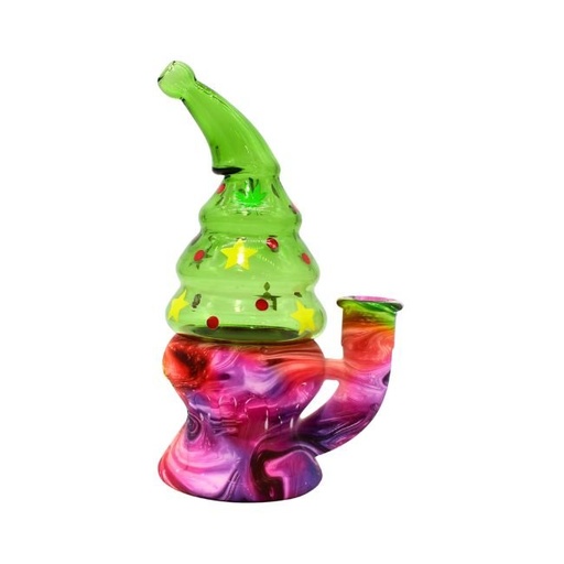 [A595] 7" SILICONE CHRISTMAS TREE DESIGN WATER PIPE