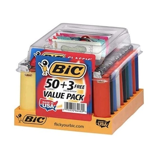 [BIC50CTPLUS3] BIC LIGHTER REGULAR (50CT +  3 FREE) DISPLAY