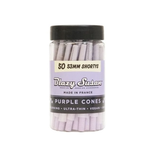 [BLAZYPURP53MMSH] BLAZY SUSAN PURPLE CONES 53MM SHORTYS 50CT JAR