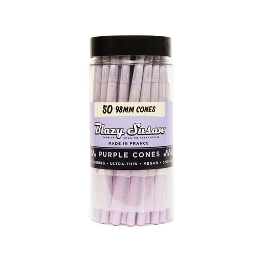 [BLAZYPURP98MM] BLAZY SUSAN PURPLE PRE ROLLED 98MM CONES 50CT JAR
