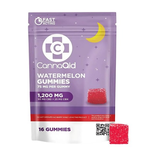 CANNAAID CBD + CBN NIGHT TIME 1200MG GUMMIES 16CT/ BAG