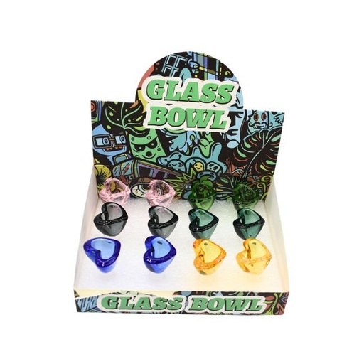 HEART  DESIGN 14MM MALE GLASS BOWL 12CT DISPLAY