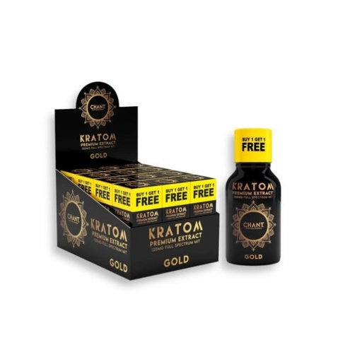 CHANT KRATOM SHOT GOLD PREMIUM EXTRACT 125MG  FULL SPECTRUM MIT 12CT BOX