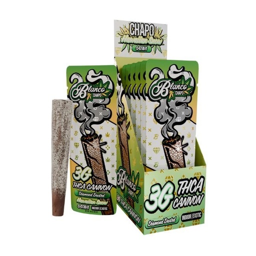 CHAPO BLANCO THCA CANNON DIAMOND DUSTED INDOOR EXOTIC 3GM PRE ROLL JOINTS 6CT/ BOX