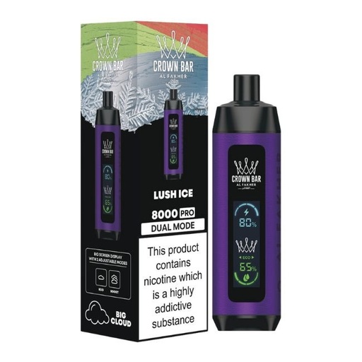 CROWN BAR AL FAKHER DUAL MODE 5% DISPOSABLE (90ML) 8K PUFFS 5CT/ BOX MADE IN UAE