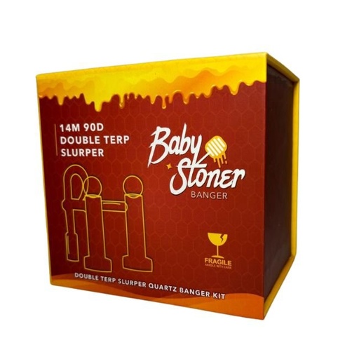 [D992] BABY STONER 14MM MALE 90 DEGREE DOUBLE TERP SLURPER QUARTZ BANGER KIT