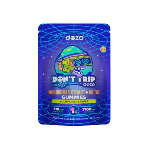 DOZO DON'T TRIP MUSHROOM EXTRACT + D9 THC 7100MG PER BAG GUMMIES 10CT/ BOX