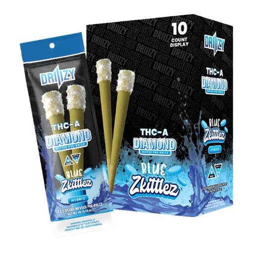 DRIIIZY THC-A DIAMOND DIPPED 2GM X 2PK PRE ROLLS JOINTS 10CT/ BOX