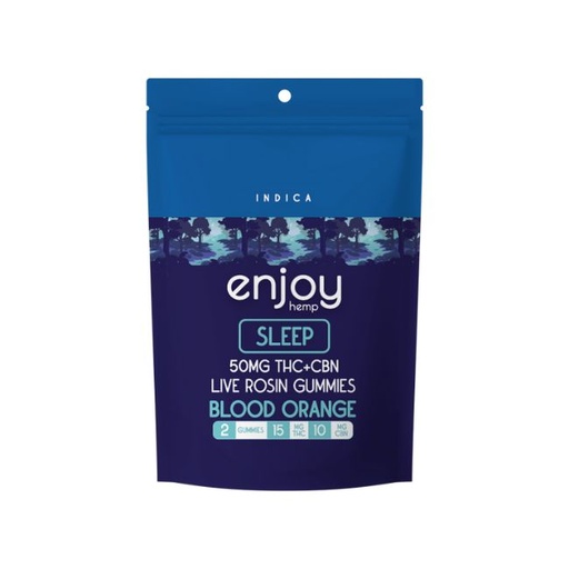 ENJOY HEMP 50MG THC + CBN LIVE ROSIN 2PK GUMMIES 10CT/ BOX
