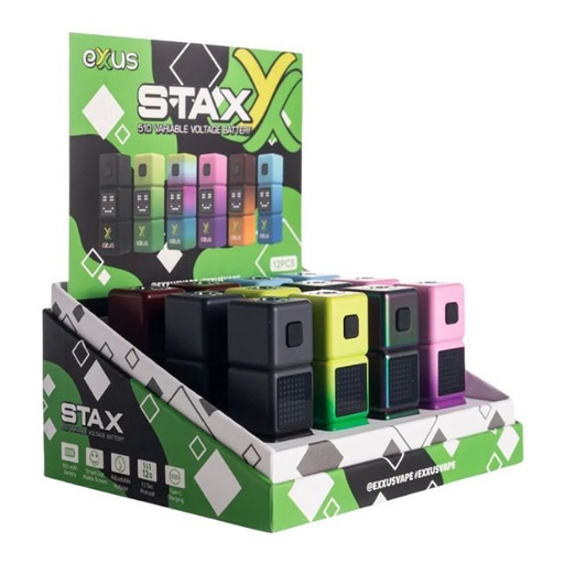[EXUSSTAX12CT] EXUS STAX 650mAH 510 VARIABLE VOLTAGE BATTERY 12CT/ BOX