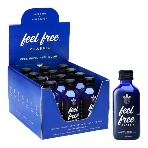 [FEELFREETONIC] FEEL FREE CLASSIC KAVA ROOT + KRATOM LEAF HERBAL SUPPLEMENTS TONIC 2OZ 59ML12CT/ BOX