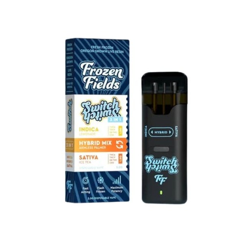 FROZEN FIELDS SWITCH 3 STRAINS IN 1 LIVE RESIN THC-A + THCP + D8THC + CBH 3GM DISPO 5CT/ BOX