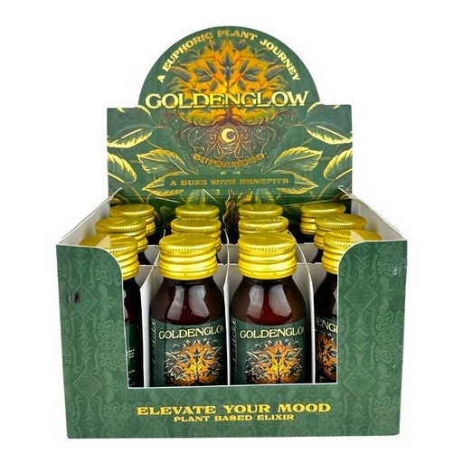 GOLDENGLOW BY SUPRAMOOD KAVA &amp; KRATOM PLANT BASED ELIXIR (2FL.OZ) SHOT 12CT/ BOX