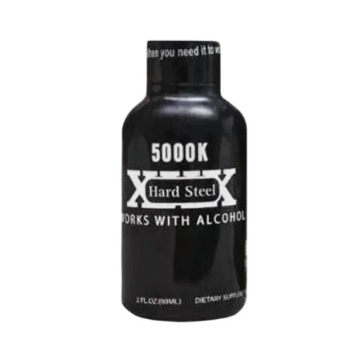 [HARDSTEEL5000KSH] HARD STEEL WORKS WITH ALCOHOL 5000K MALE ENHANCEMENT SHOT (2OZ) BOTTLE 12CT/ BOX