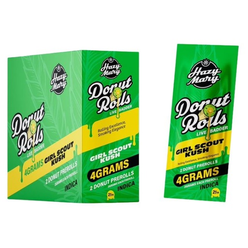 HAZY MARY DONUT ROLLS LIVE BADDER CENTER 2GM X 2PK PRE ROLL JOINTS 10CT/ BOX