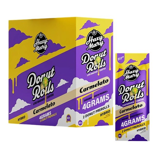 HAZY MARY DONUT ROLLS LIVE BADDER CENTER 2GM X 2PK PRE PRICED ($12.99) PRE ROLL JOINTS 10CT/ BOX