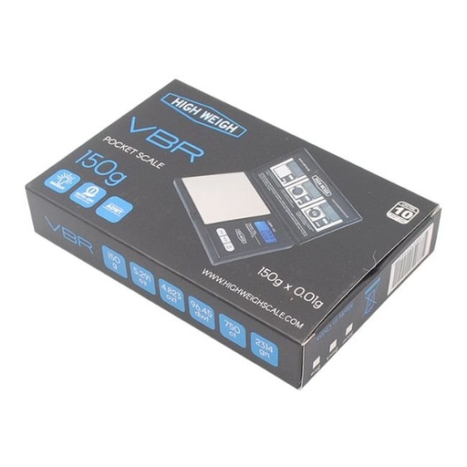 HIGH WEIGH VBR (150GM X 0.01GM) BLACK POCKET SCALE