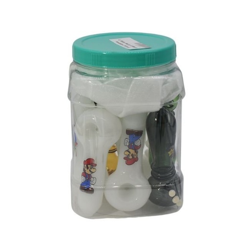 4'' RICK &amp; MORTY WITH MARIO LOGO HAND PIPE 10CT/ JAR
