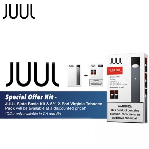 [JUUL2PKKIT] JUUL 5% WITH 2 X VIR. TOBACCO PODS STARTER KIT