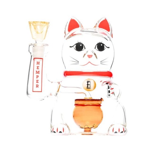 [JWP0723] HEMPER LUCKY MONEY CAT (7.5'') TALL XL GLASS WATER PIPE