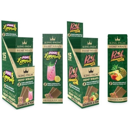 KING PALM HEMP WRAPS WITH FLAVOR TIPS 2PK 15CT/ BOX
