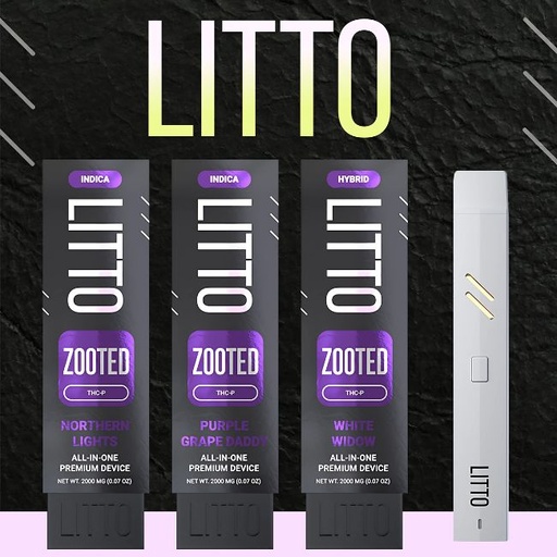 LITTO ZOOTED THC-P  ALL IN ONE PREMIUM DEVICE 2GM DISPO 5CT/ BOX