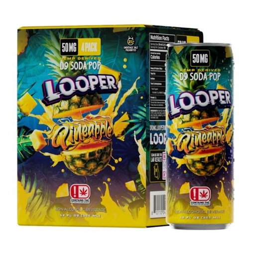 LOOPER HEMP DRIVED D9 SODA POP DRINK 50MG (12OZ  355ML/ CAN) 4CT/ BOX