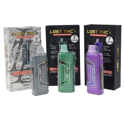 LOST THC THCP + D8 + 11HYD THC-A LIQUID DIAMONDS LIVE RESIN 7GM DISPO 5CT/ BOX