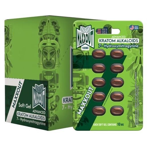 [MAXXOUTSOFTGEL] MAXX OUT 7-HYDROXY ADVANCED KRATOM ALKALOID 10MG PER SOFT GEL 10CT/10PK