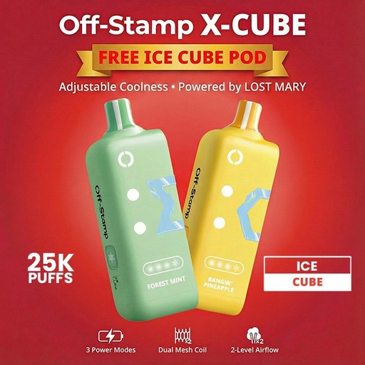 OFF STAMP ICE CUBE FREE POD (90ML) 25K PUFFS 5CT/ BOX