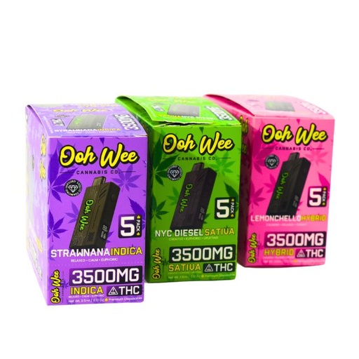 OOH WEE THC LIQUID DIAMOND INFUSED 3500MG DISPO 5CT/ BOX