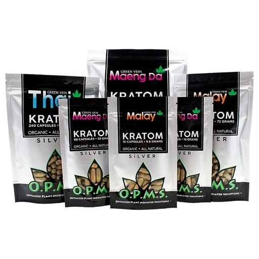 OPMS SILVER KRATOM (144 GRAMS)  240CT CAPSULES