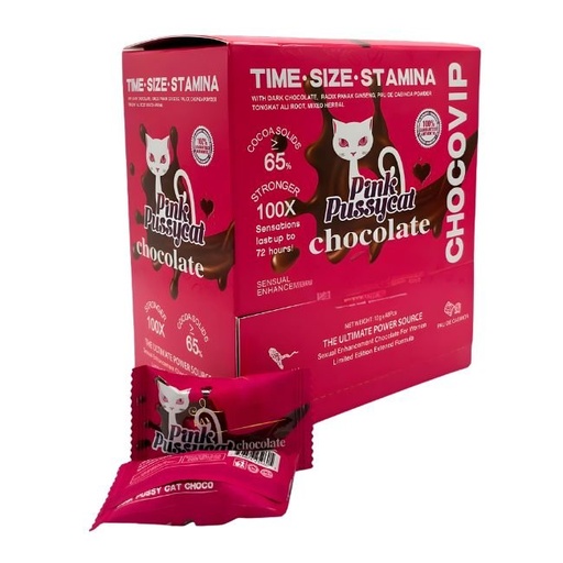 [PINKPUSSYCHOC48C] PINK PUSSYCAT CHOCO VIP SEXUAL ENHANCEMENT CHOCOLATE FOR WOMEN 48CT/ BOX