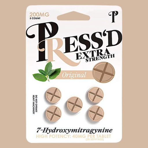PRESSD 7-HYDROXYMITRAGYNINE EXTRA STRENGHT 40MG PER TABLET 5CT/10PK