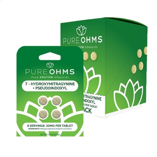 [PUREOHMSPSTAB4CT] PURE OHMS 7 HYDROXYMITGRAGYNINE + PSUEDO 30MG PER TABLET 4CT/10PK