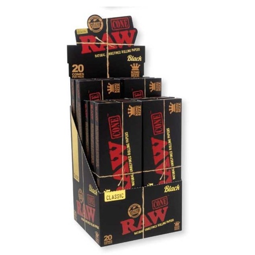 [RAWBLACKCONE20CT] RAW BLACK CLASSIC KING SIZE CONES 20CT/ BOX