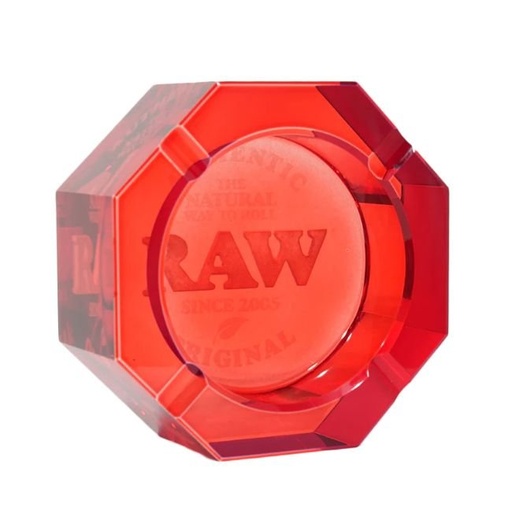 RAW LEAD-FREE CRYSTAL GLASS ASHTRAY RED