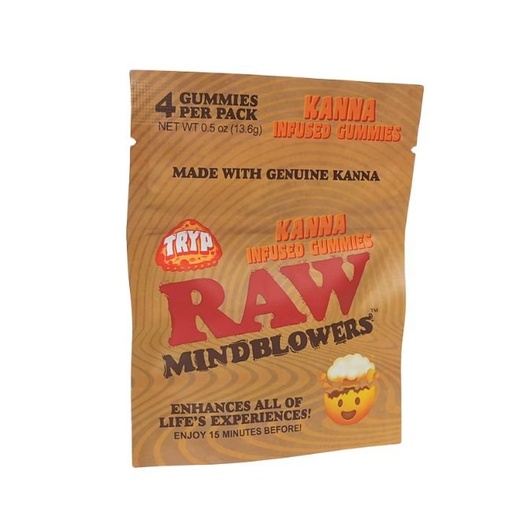 [RAWKANNAGUM] RAW MIND BLOWERS KANNA INFUSED TRYP MUSHROOM GUMMIES 4 PER PACK-8CT BOX