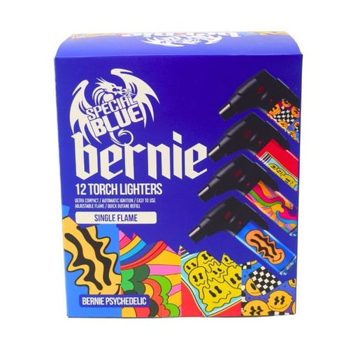 [SBBERNIEPSYCHEDE] SPECIAL BLUE BERNIE PSYCHEDELIC TORCH LIGHTER (LT166M) 12CT DISPLAY