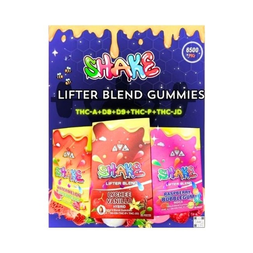 SHAKE LIFTER BLEND THCA+D8+D9+THCP+THC-JD 6500MG GUMMIES 20CT/ BAG