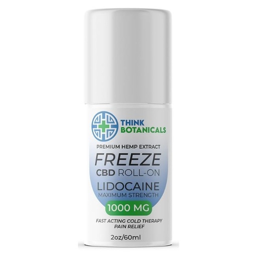 [TBROLLON1K] THINK BOTANICALS FREEZE CBD PAIN RELIEF 1000MG LIDOCAINE MAX. STRENGTH ROLL ON 60ML BOTTLE