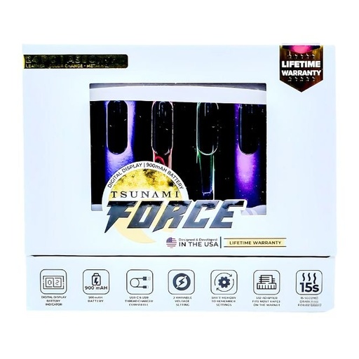 [TSFORCE900BATT] TSUNAMI FORCE DIGITAL DISPLAY 900mAH BATTERY ASSORTED COLOR 24CT/ BOX (B-1007)