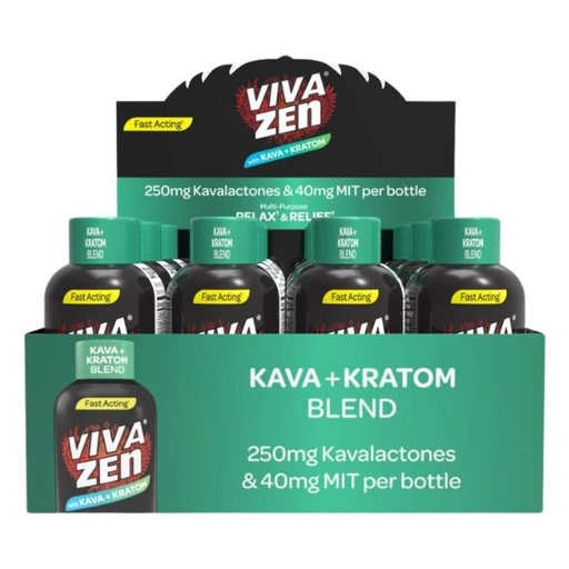 [VIVAZENKKSHOT] VIVAZEN KAVA + KRATOM 250MG KAVALACTONES 40MG MIT PER BOTTLE 12CT/ BOX