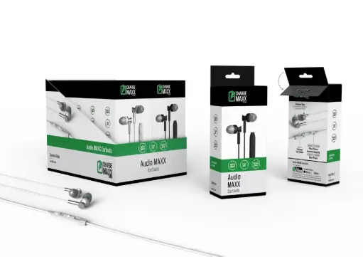 [EB3-AX] Emobii- Audio Maxx Earbuds with Mic & Remote – Black & White – Box of 10 Units