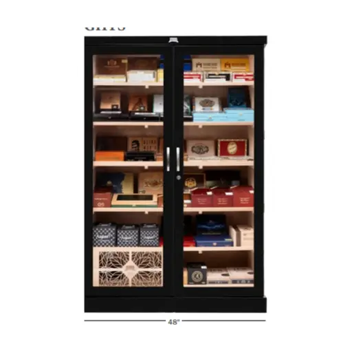 [HS-4500-BLK-KIT] Humidor Supreme Commercial Display Humidor 4500 with LED Lights – Black